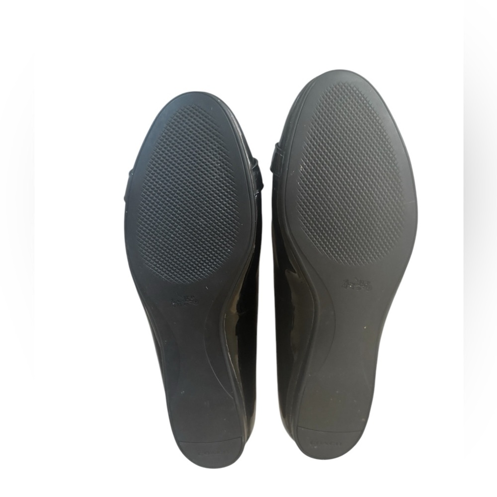 COACH Oswald Black Patent Leather Ballerina Flats with Metal Buckle Accent. - Picture 3 of 12